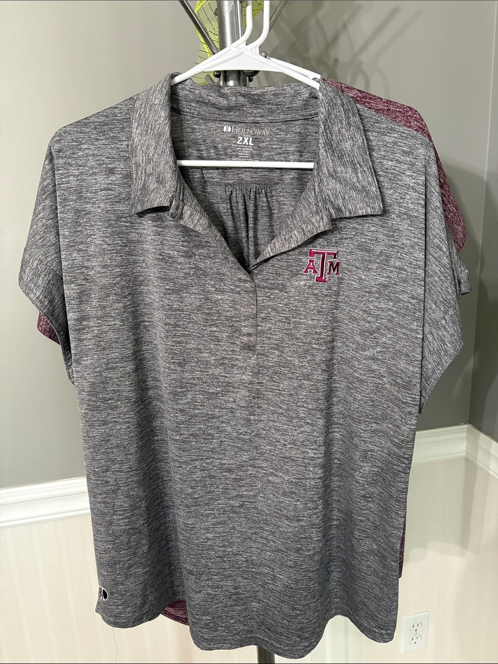 Set of 2- Holloway Gray Heather and Maroon Texas A&M Embroidered Polo shirts